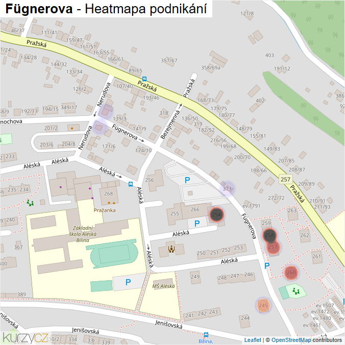 Mapa Fügnerova - Firmy v ulici.