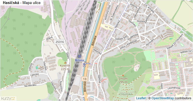 Hasičská - mapa ulice