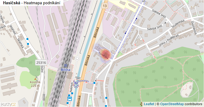 Hasičská - mapa podnikání