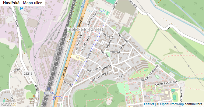 Havířská - mapa ulice