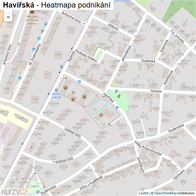 Mapa Havířská - Firmy v ulici.