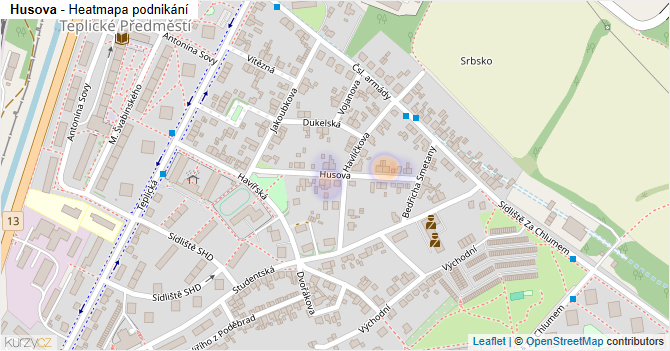 Husova - mapa podnikání