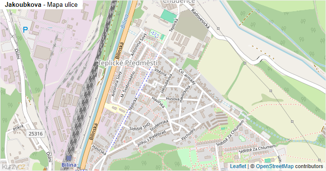 Jakoubkova - mapa ulice
