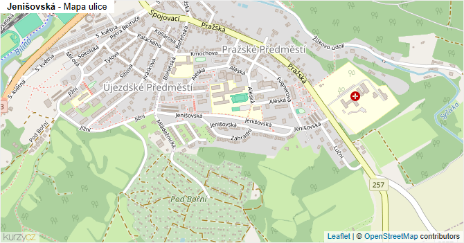 Jenišovská - mapa ulice