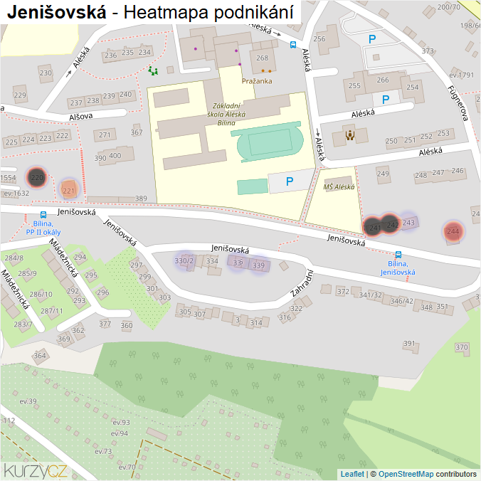 Mapa Jenišovská - Firmy v ulici.