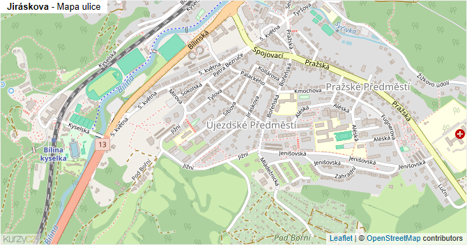 Jiráskova - mapa ulice