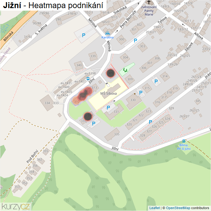 Mapa Jižní - Firmy v ulici.