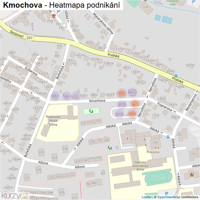 Mapa Kmochova - Firmy v ulici.