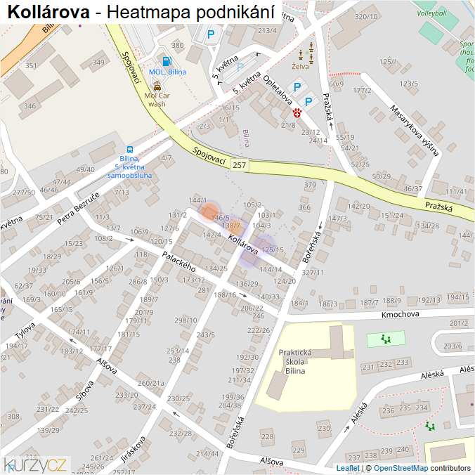 Mapa Kollárova - Firmy v ulici.