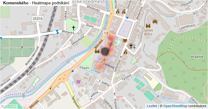 Komenského - mapa podnikání