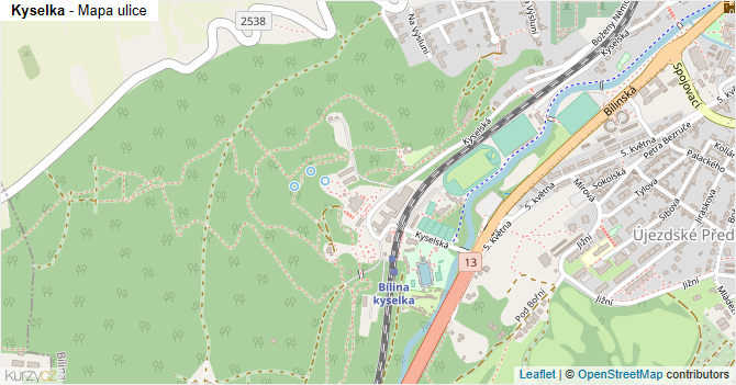 Kyselka - mapa ulice