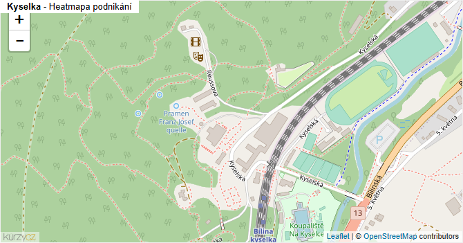 Kyselka - mapa podnikání
