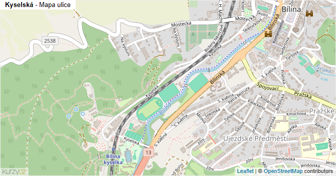 Kyselská - mapa ulice