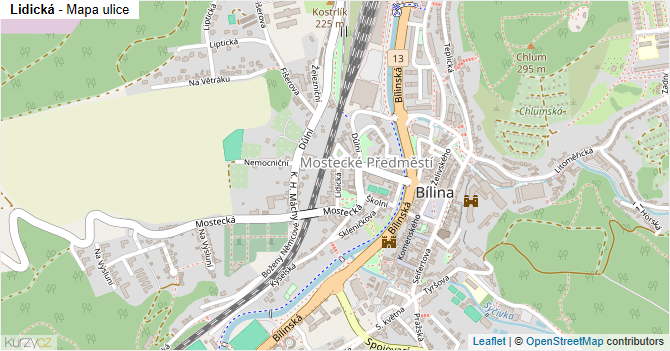 Lidická - mapa ulice
