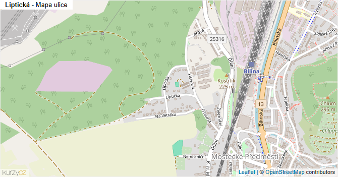 Liptická - mapa ulice