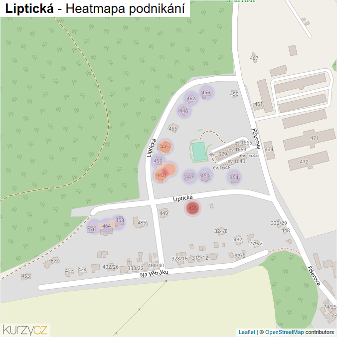 Mapa Liptická - Firmy v ulici.