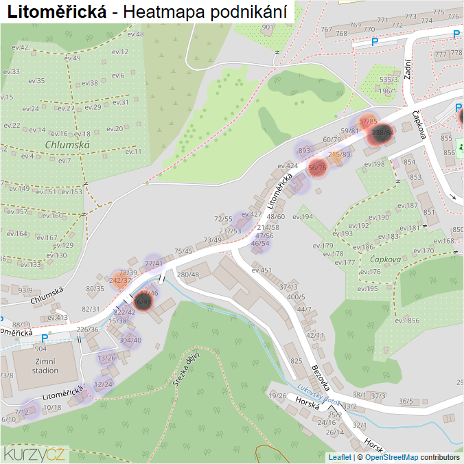 Mapa Litoměřická - Firmy v ulici.