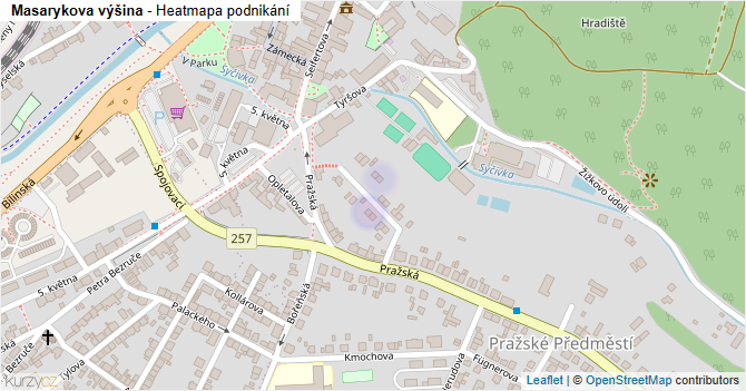 Masarykova výšina - mapa podnikání