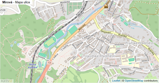 Mírová - mapa ulice