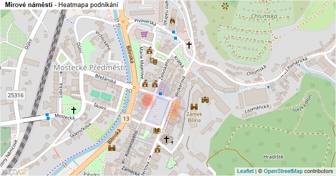 Mírové náměstí - mapa podnikání