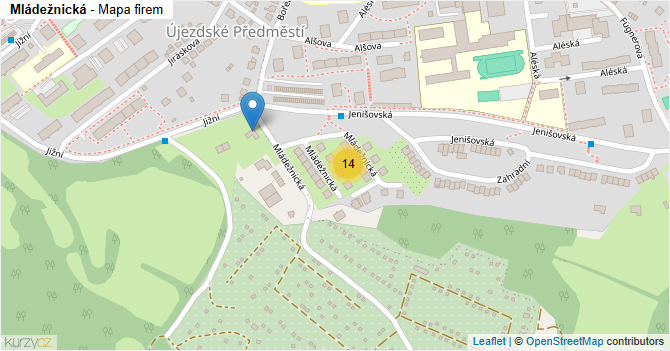 Mládežnická - mapa firem