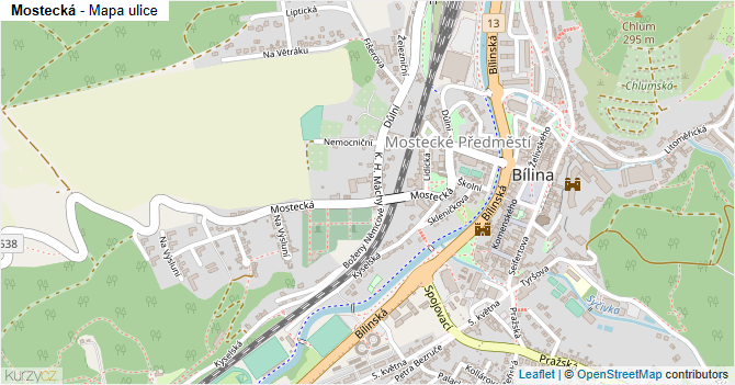 Mostecká - mapa ulice