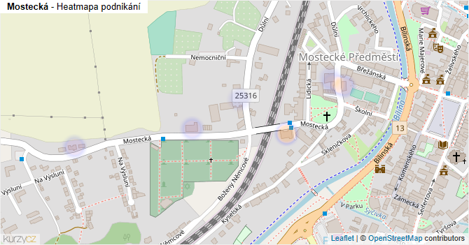 Mostecká - mapa podnikání