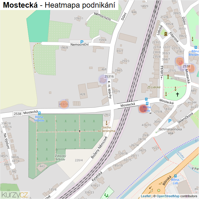 Mapa Mostecká - Firmy v ulici.