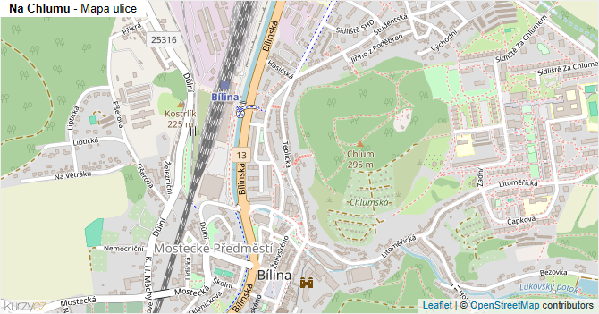 Na Chlumu - mapa ulice