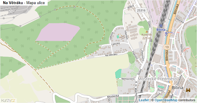 Na Větráku - mapa ulice