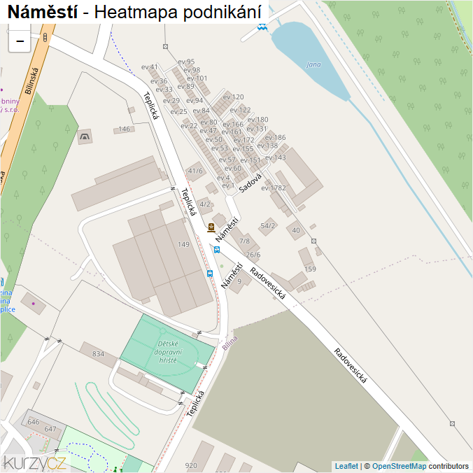 Mapa Náměstí - Firmy v ulici.