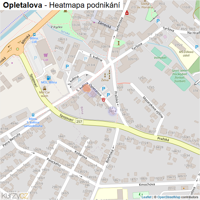 Mapa Opletalova - Firmy v ulici.