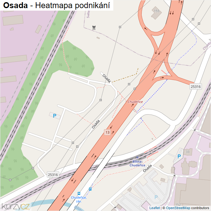 Mapa Osada - Firmy v ulici.