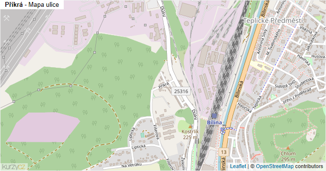 Příkrá - mapa ulice