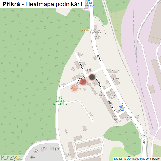 Mapa Příkrá - Firmy v ulici.