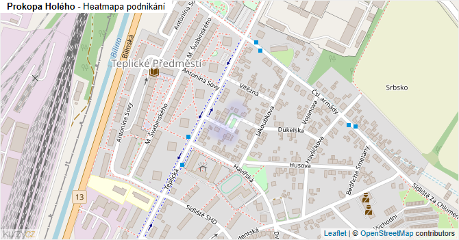Prokopa Holého - mapa podnikání
