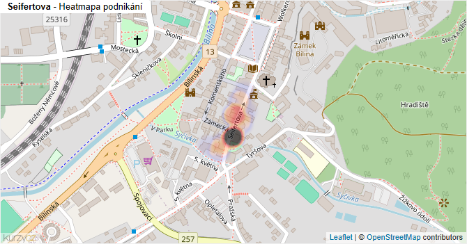 Seifertova - mapa podnikání