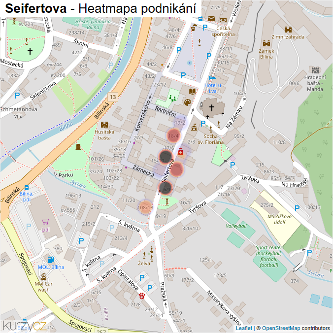 Mapa Seifertova - Firmy v ulici.