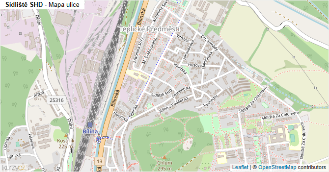 Sídliště SHD - mapa ulice