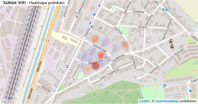 Sídliště SHD - mapa podnikání
