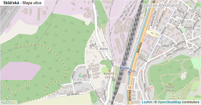 Sklářská - mapa ulice