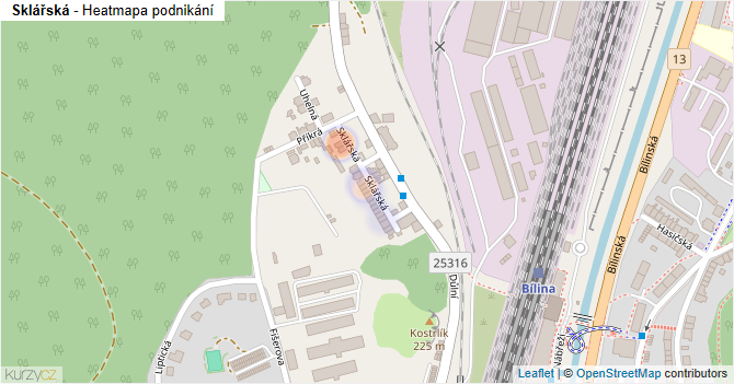 Sklářská - mapa podnikání
