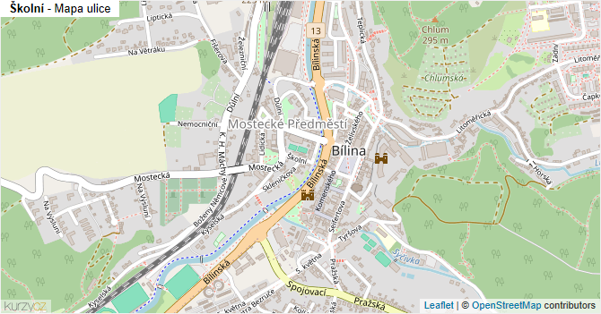 Školní - mapa ulice