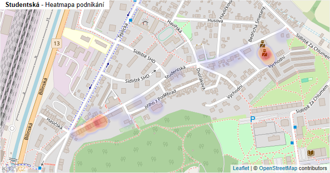 Studentská - mapa podnikání