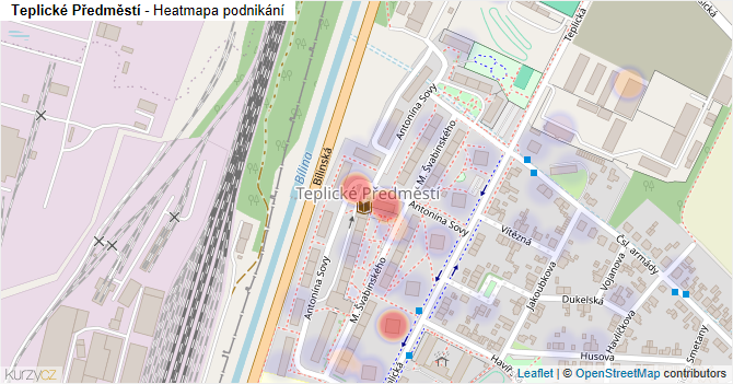 Teplické Předměstí - mapa podnikání