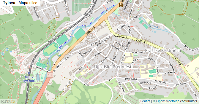 Tylova - mapa ulice