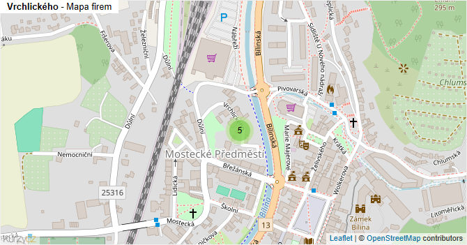Vrchlického - mapa firem