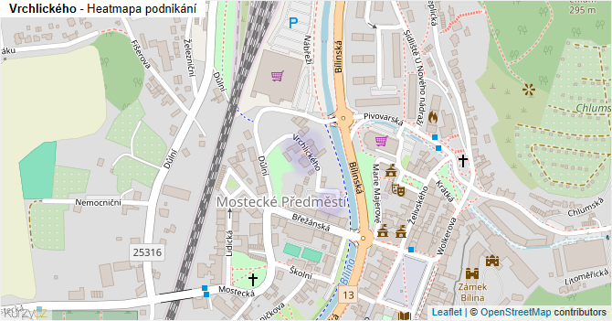 Vrchlického - mapa podnikání