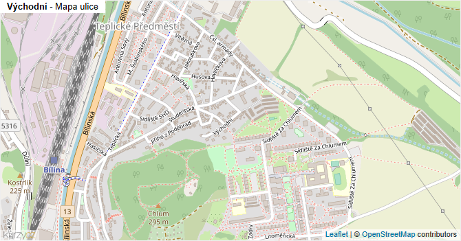 Východní - mapa ulice