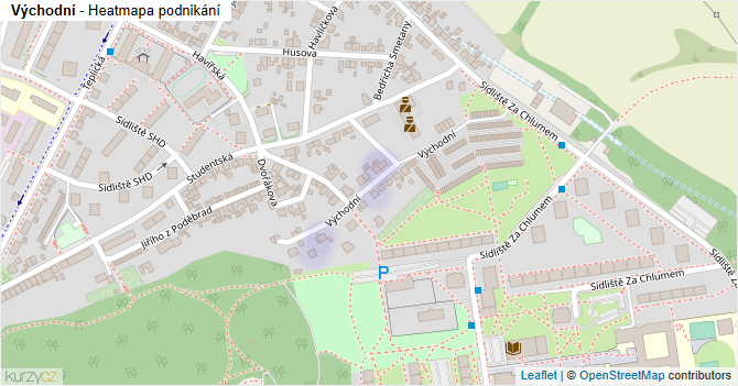 Východní - mapa podnikání